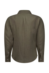 Men's Khaki Long Sleeve Linen Shirt