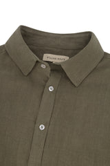 Men's Khaki Long Sleeve Linen Shirt