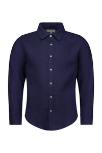 Men's Navy Long Sleeve Linen Shirt