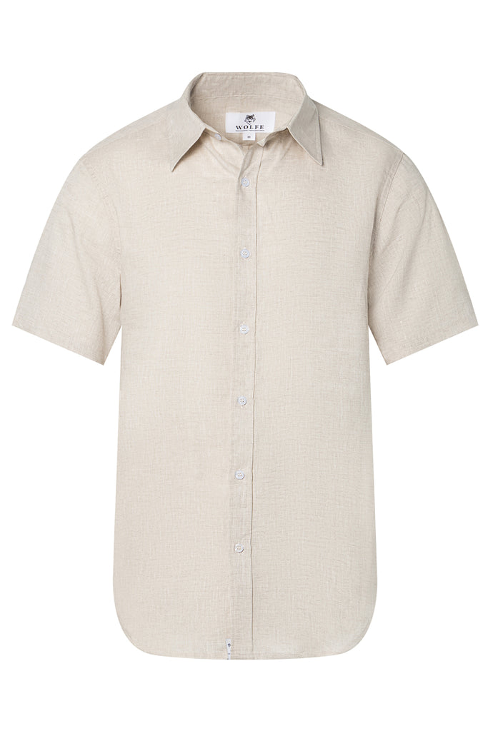 Men's Oat Short Sleeve Linen Shirt