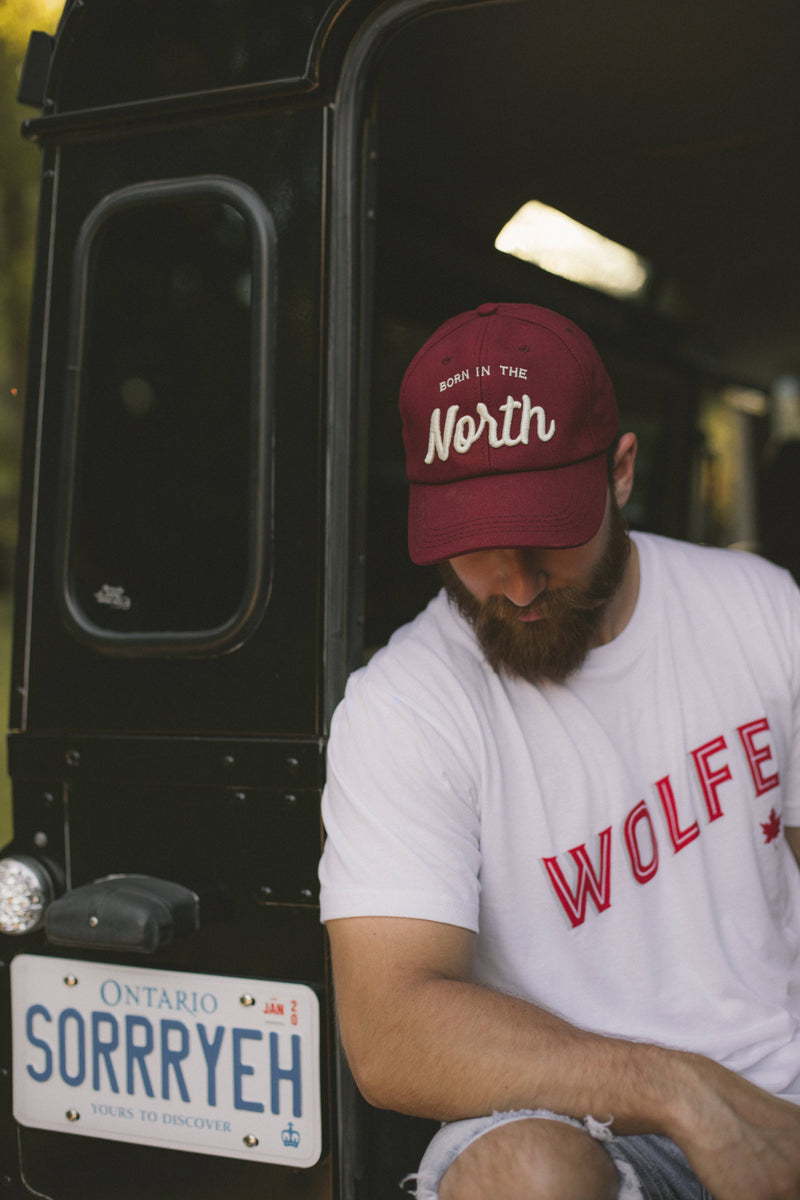 Born in the North Burgundy Snap Back - Hats - Wolfe Co. Apparel and Goods