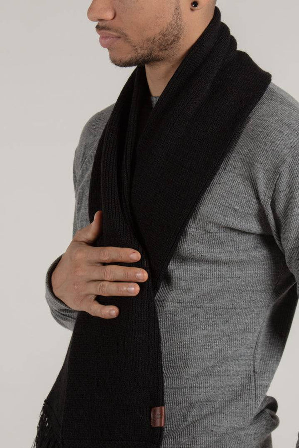 Black Longford Ribbed Scarf - Scarf - Wolfe Co. Apparel and Goods