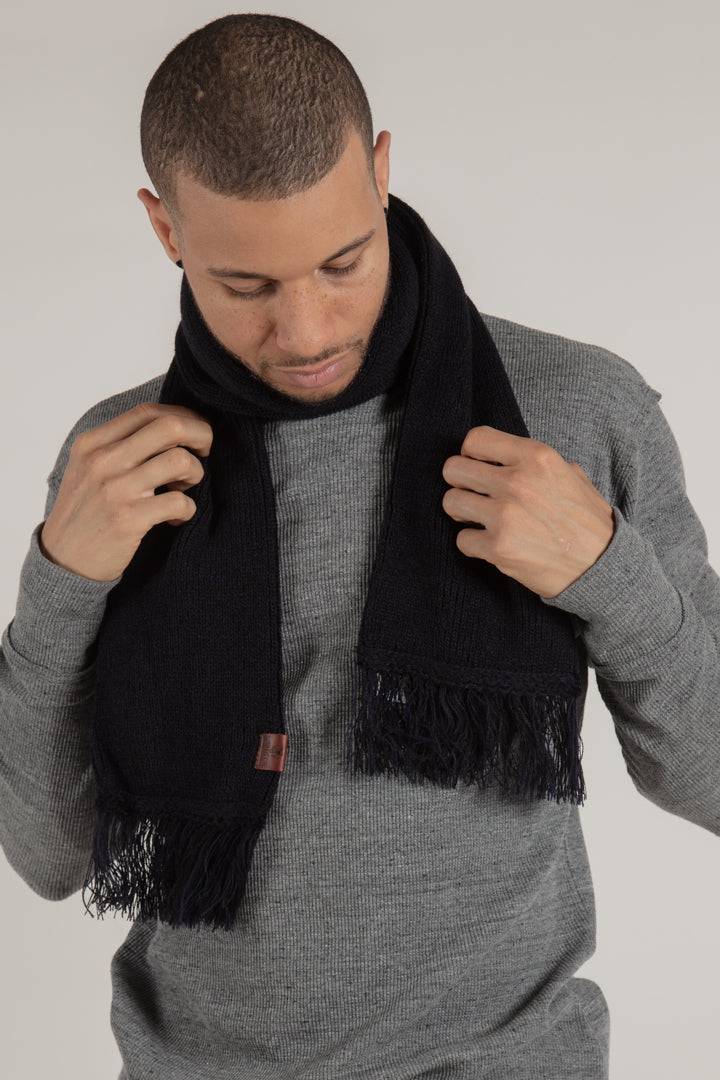 Navy Longford Ribbed Scarf - Scarf - Wolfe Co. Apparel and Goods