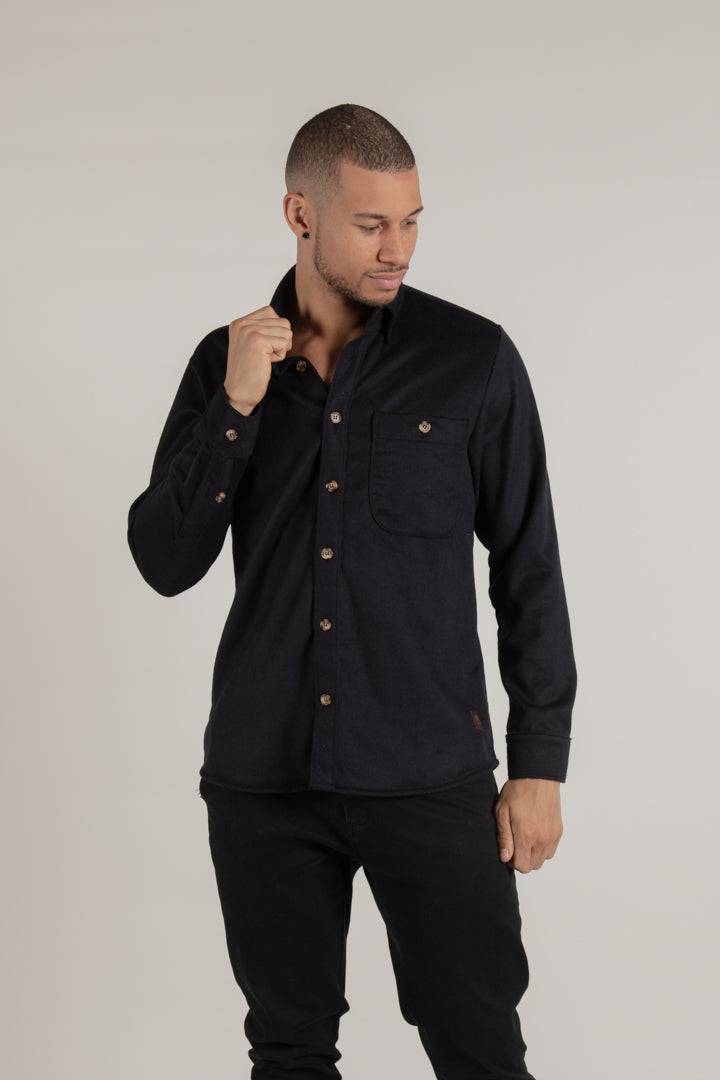 Navy Wool Button Down - Tops - Wolfe Co. Apparel and Goods