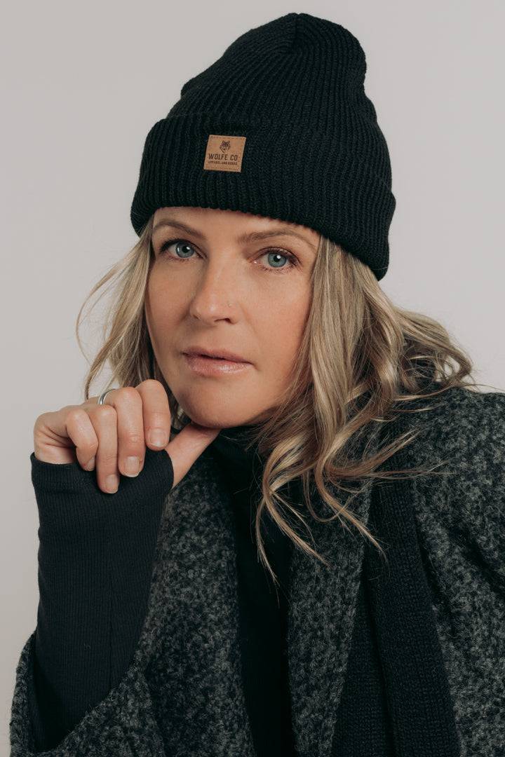 Black Longford Ribbed Toque - Hats - Wolfe Co. Apparel and Goods