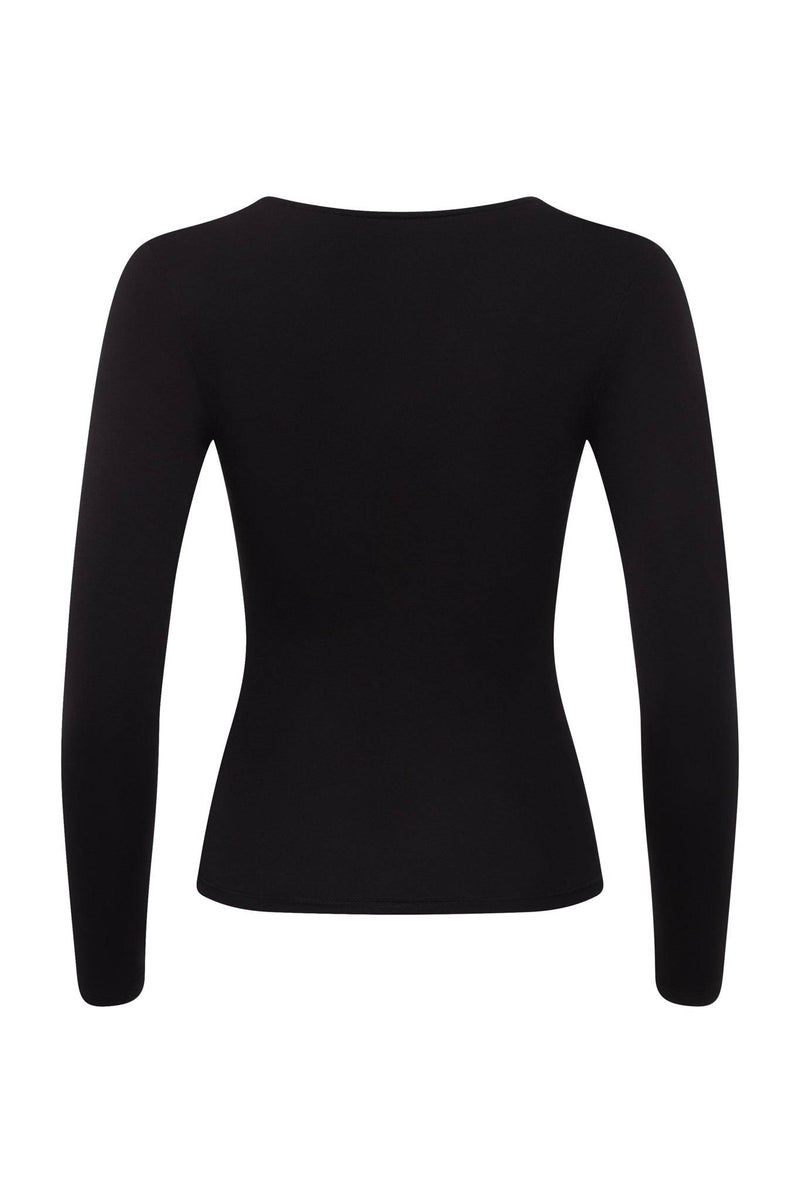 Black Scoop Neck Long Sleeve - Tops - Wolfe Co. Apparel and Goods