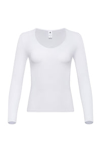 White Scoop Neck Long Sleeve