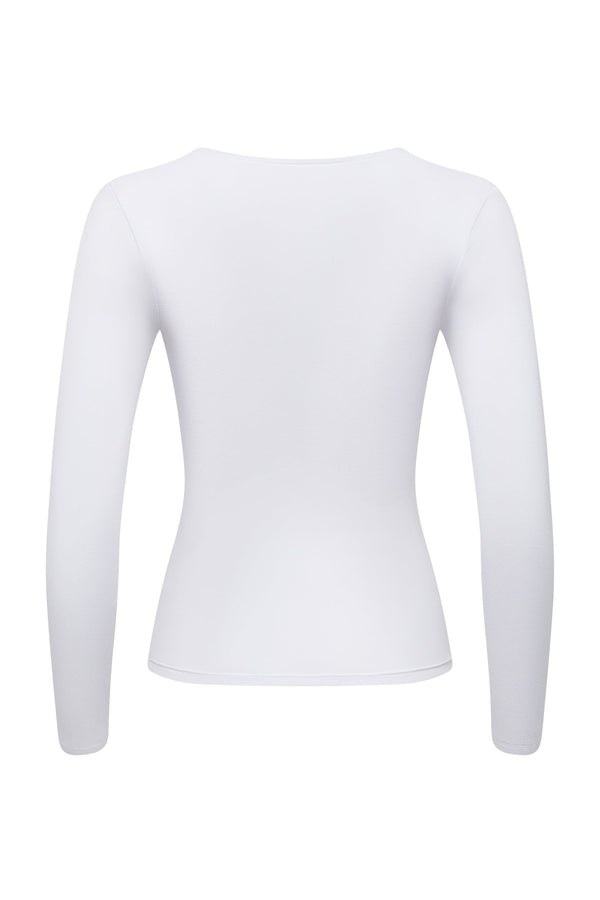 White Scoop Neck Long Sleeve - Tops - Wolfe Co. Apparel and Goods