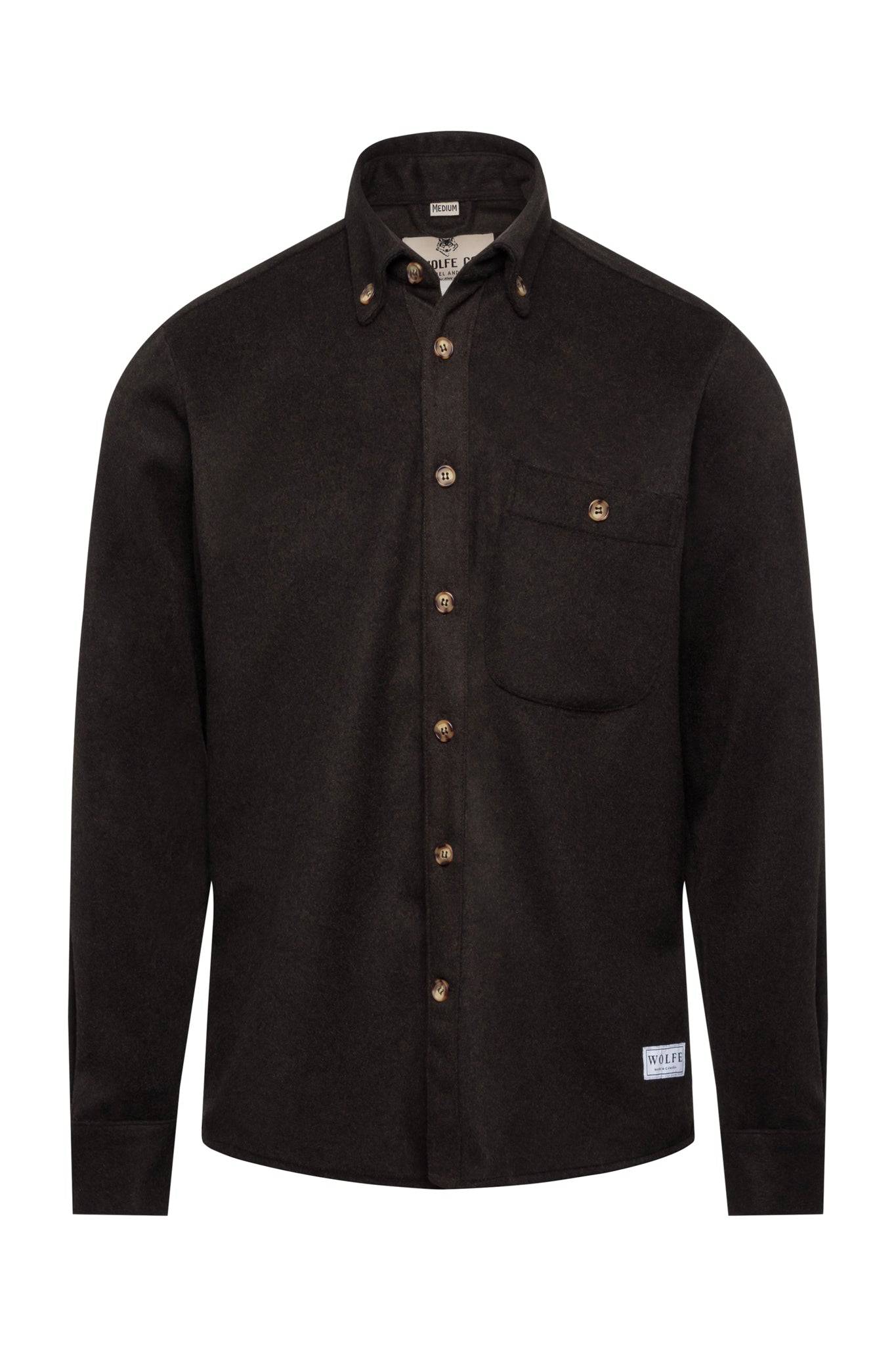 Carob Wool Button Down - Tops - Wolfe Co. Apparel and Goods