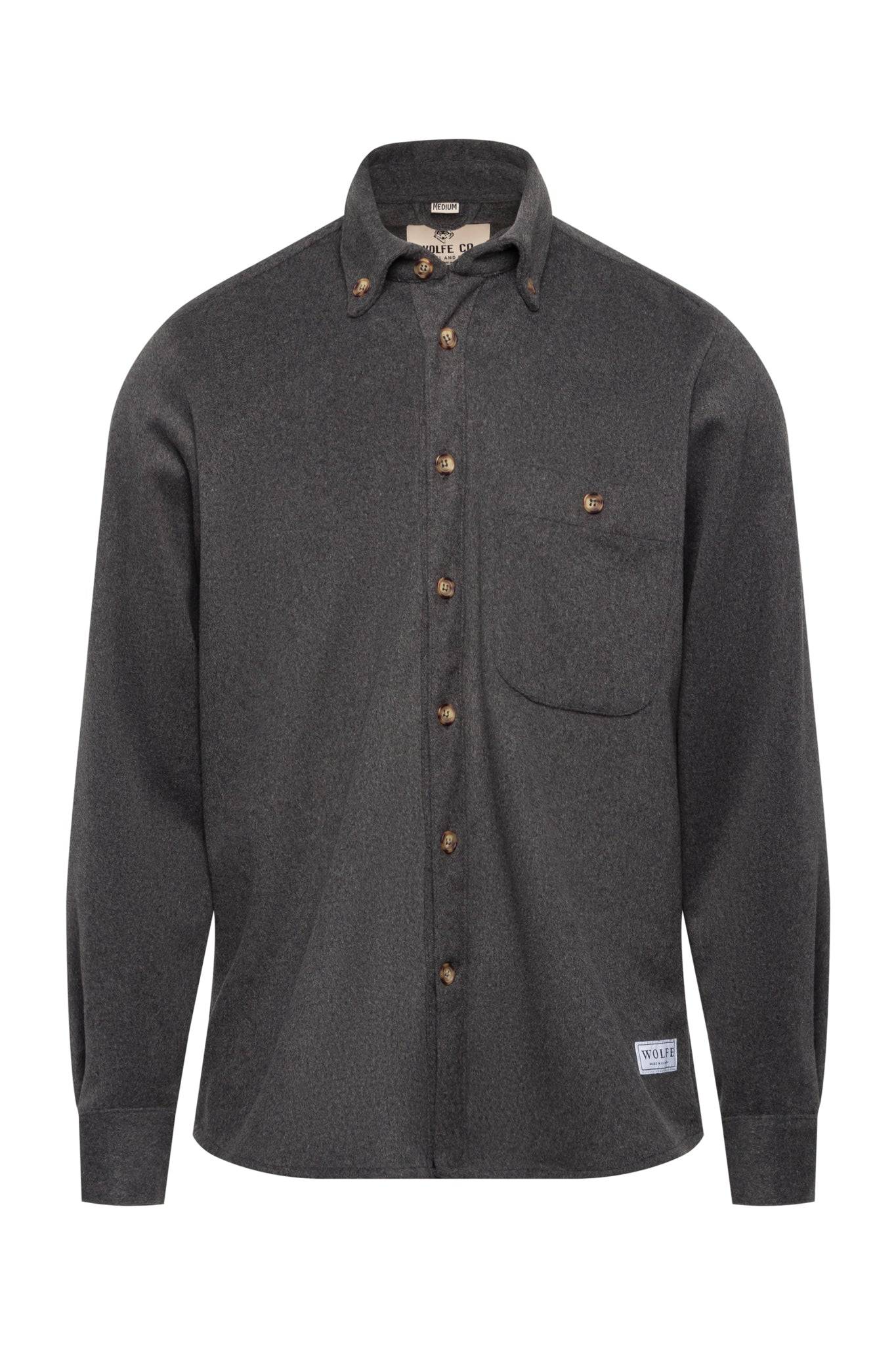 Grey Wool Button Down - Tops - Wolfe Co. Apparel and Goods