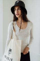 Grey Scoop Neck Long Sleeve - Tops - Wolfe Co. Apparel and Goods