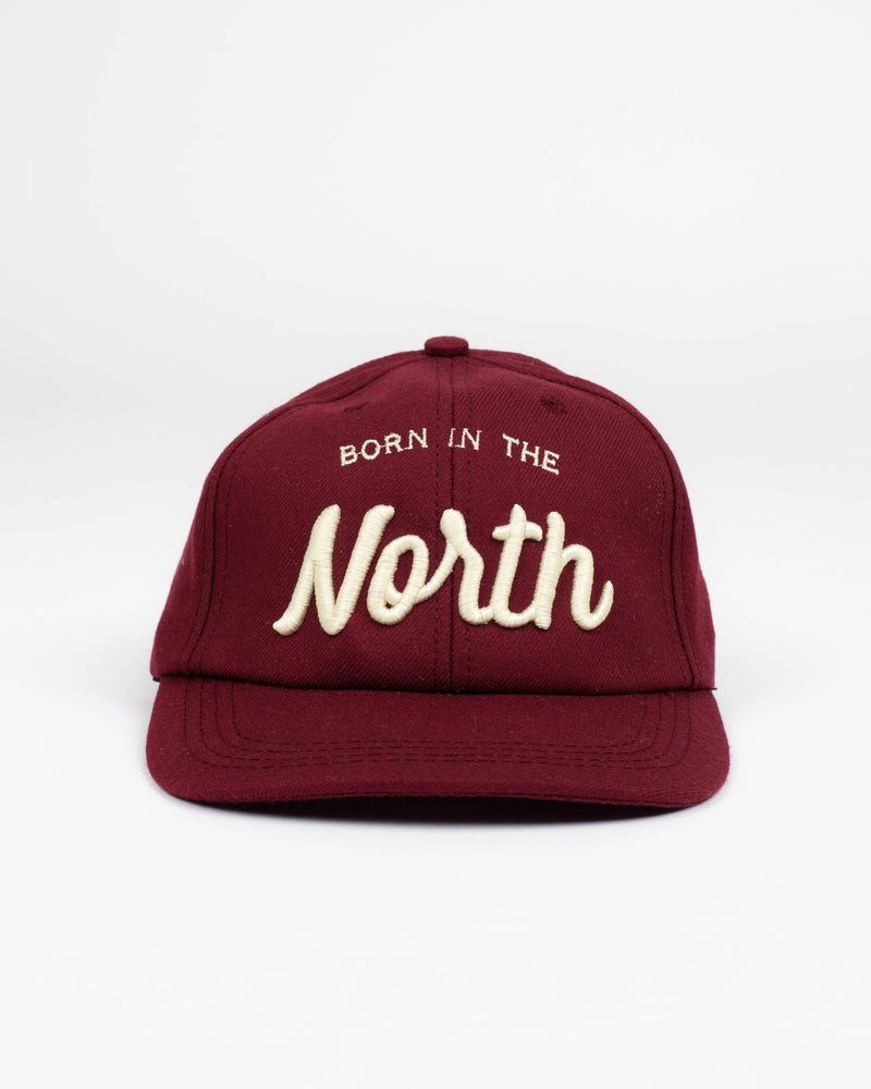 Born in the North Burgundy Snap Back - Hats - Wolfe Co. Apparel and Goods