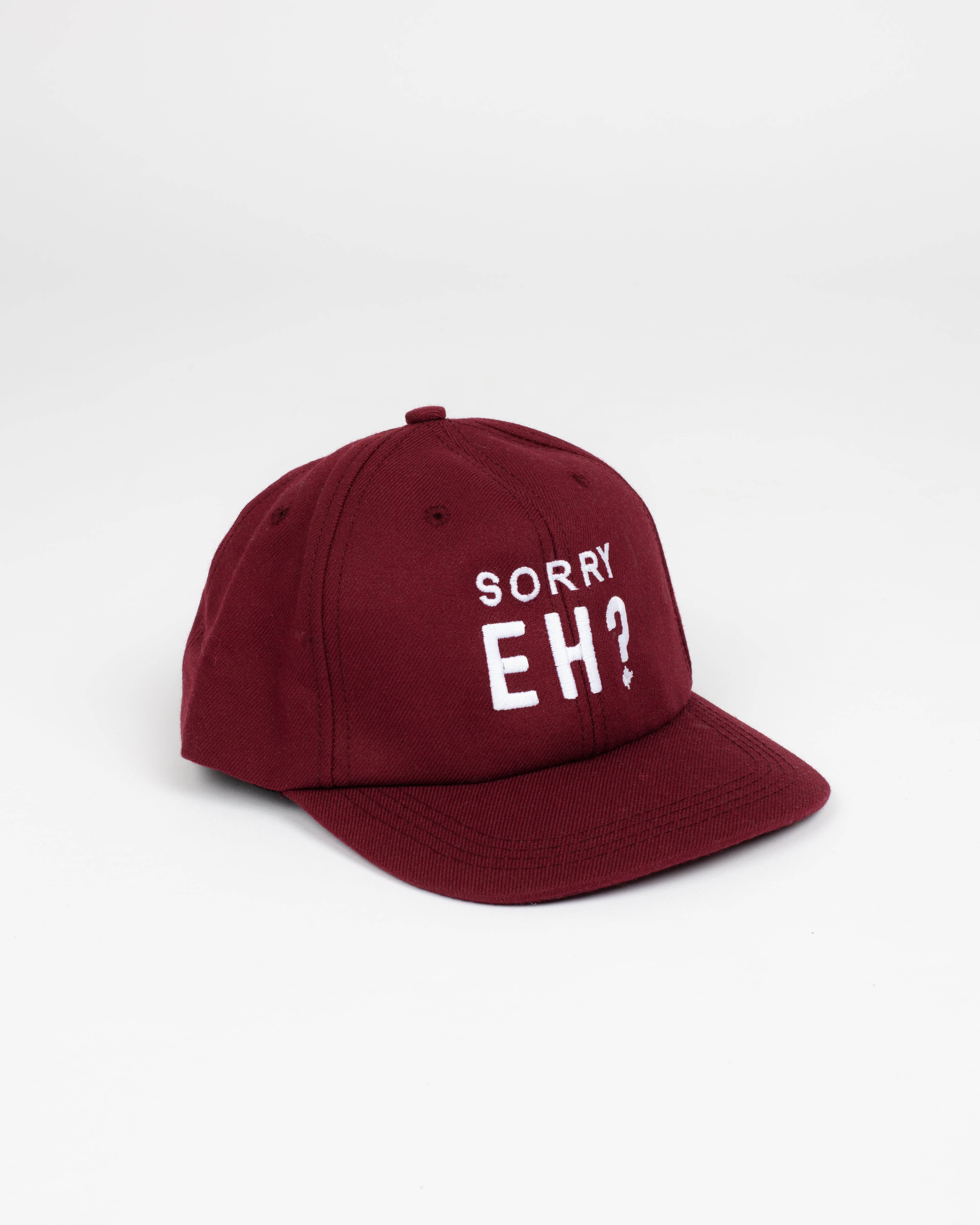 Sorry, Eh? Burgundy Snap Back - Hats - Wolfe Co. Apparel and Goods
