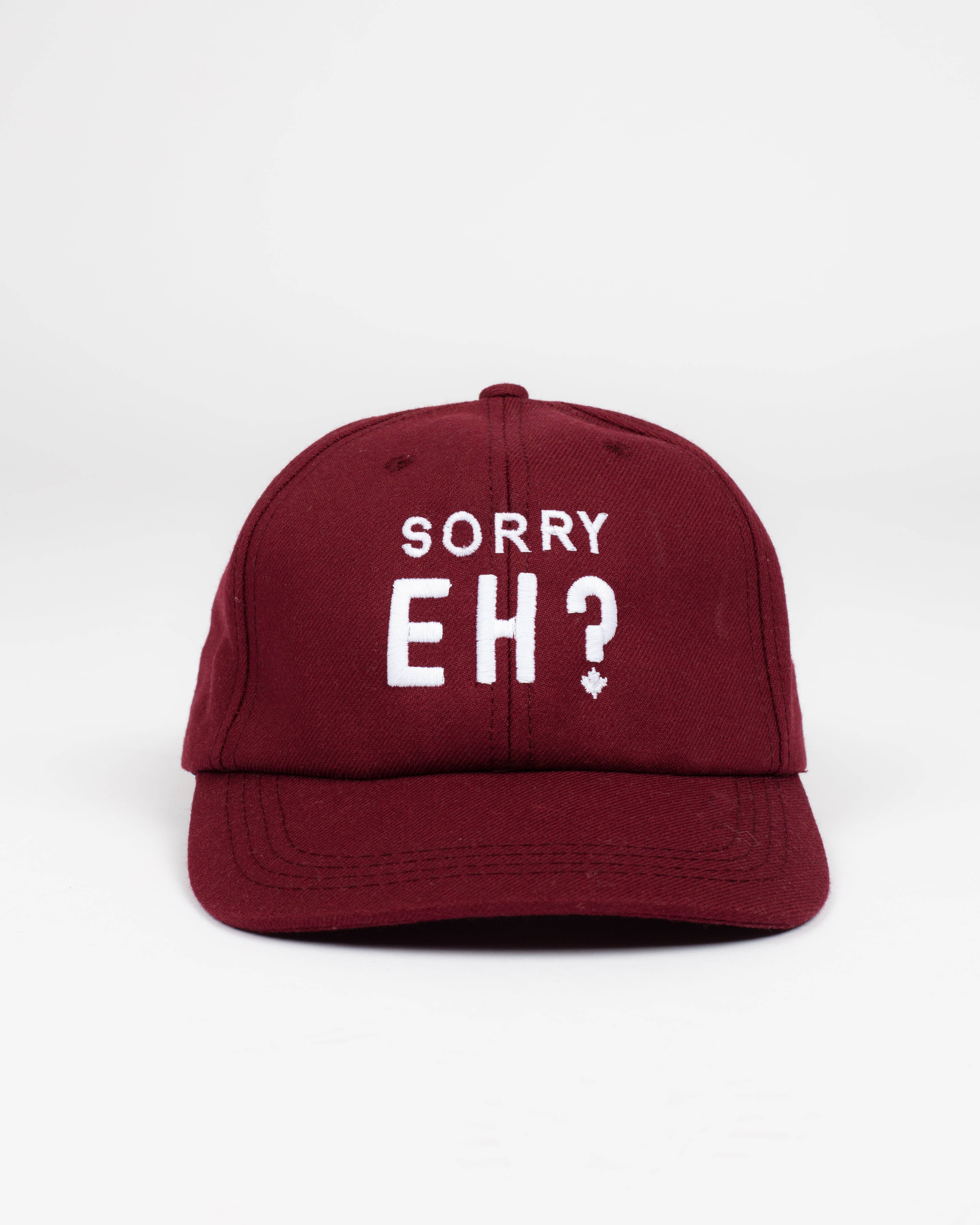 Sorry, Eh? Burgundy Snap Back - Hats - Wolfe Co. Apparel and Goods
