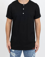 Black Short Sleeve Henley - Tops - Wolfe Co. Apparel and Goods