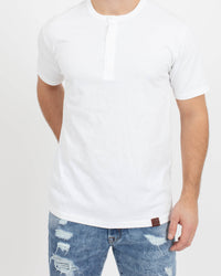 White Short Sleeve Henley