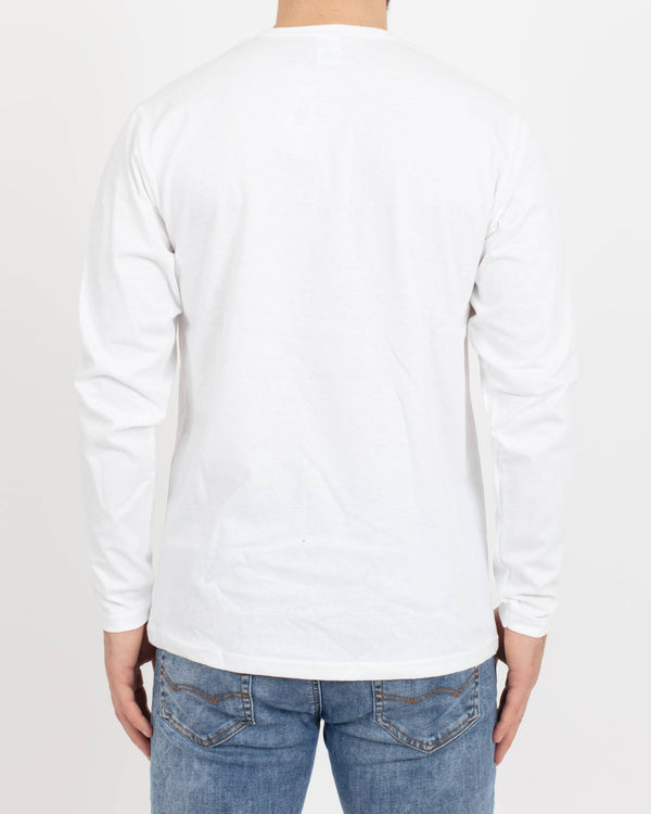 White Long Sleeve Henley - Tops - Wolfe Co. Apparel and Goods