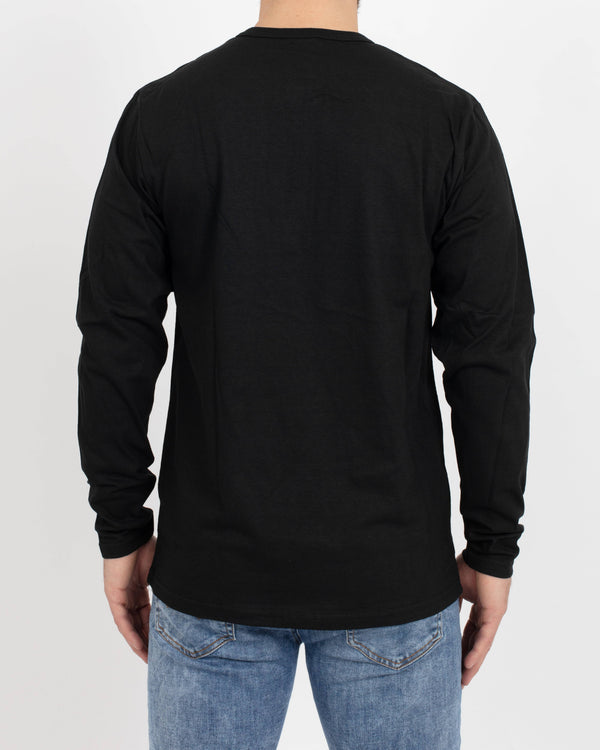 Black Long Sleeve Henley - Tops - Wolfe Co. Apparel and Goods