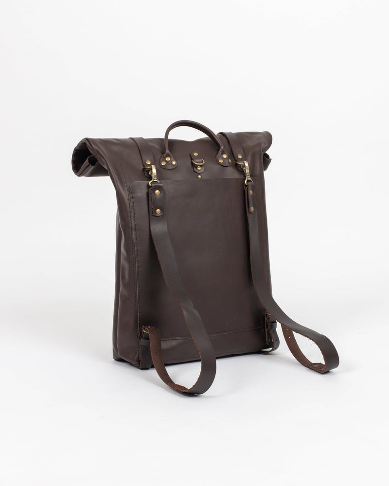 Chocolate Leather Rolltop Bag - Backpack - Wolfe Co. Apparel and Goods