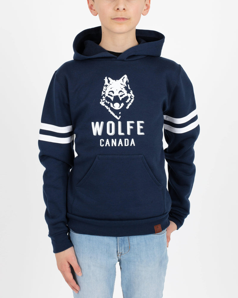 Youth Varsity Hoodie Navy - Tops - Wolfe Co. Apparel and Goods