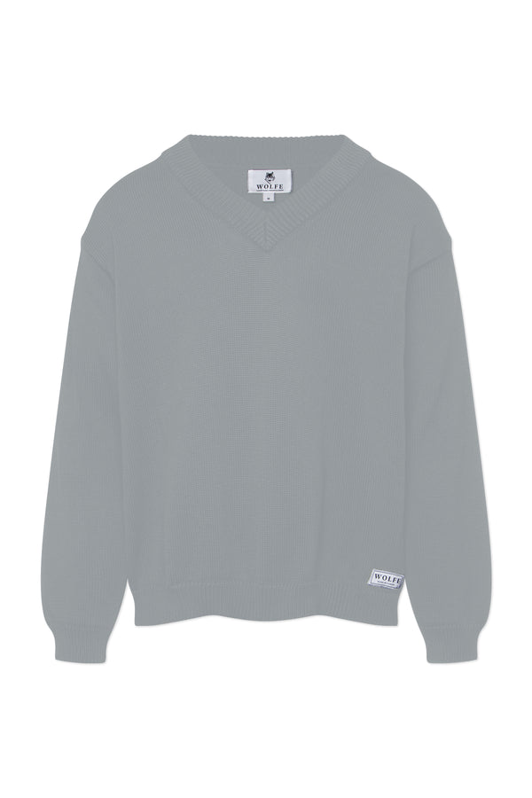 Grey Manitoulin V-Neck Jumper - Tops - Wolfe Co. Apparel and Goods
