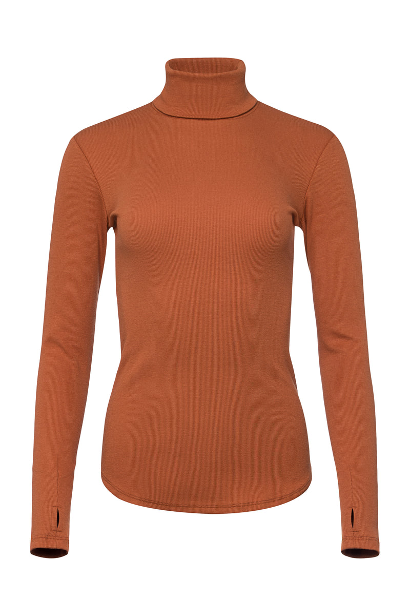 Ribbed Terracotta Turtleneck - Tops - Wolfe Co. Apparel and Goods